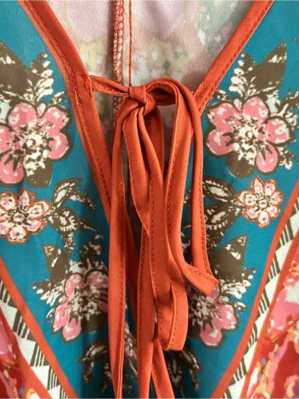Flying Tomato Rust Floral Tie-Front Peasant Boho Blouse NWT Festival - Picture 6 of 16